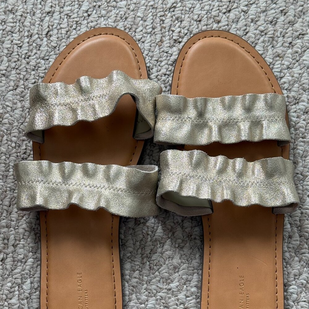 Gold Metallic Double Strap Slide